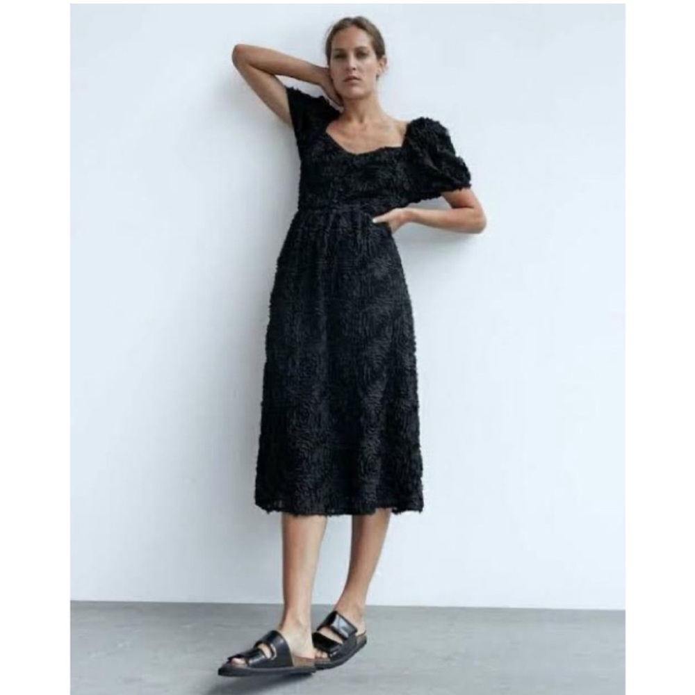 Zara textured weave dress black